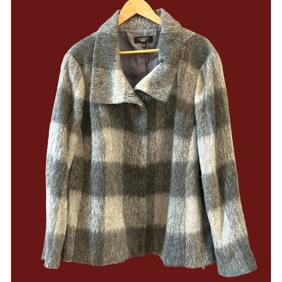 Talbots Plus Size Fuzzy Plaid Coat Quiet Luxury Preppy Minimalist Wintercore - Picture 1 of 5